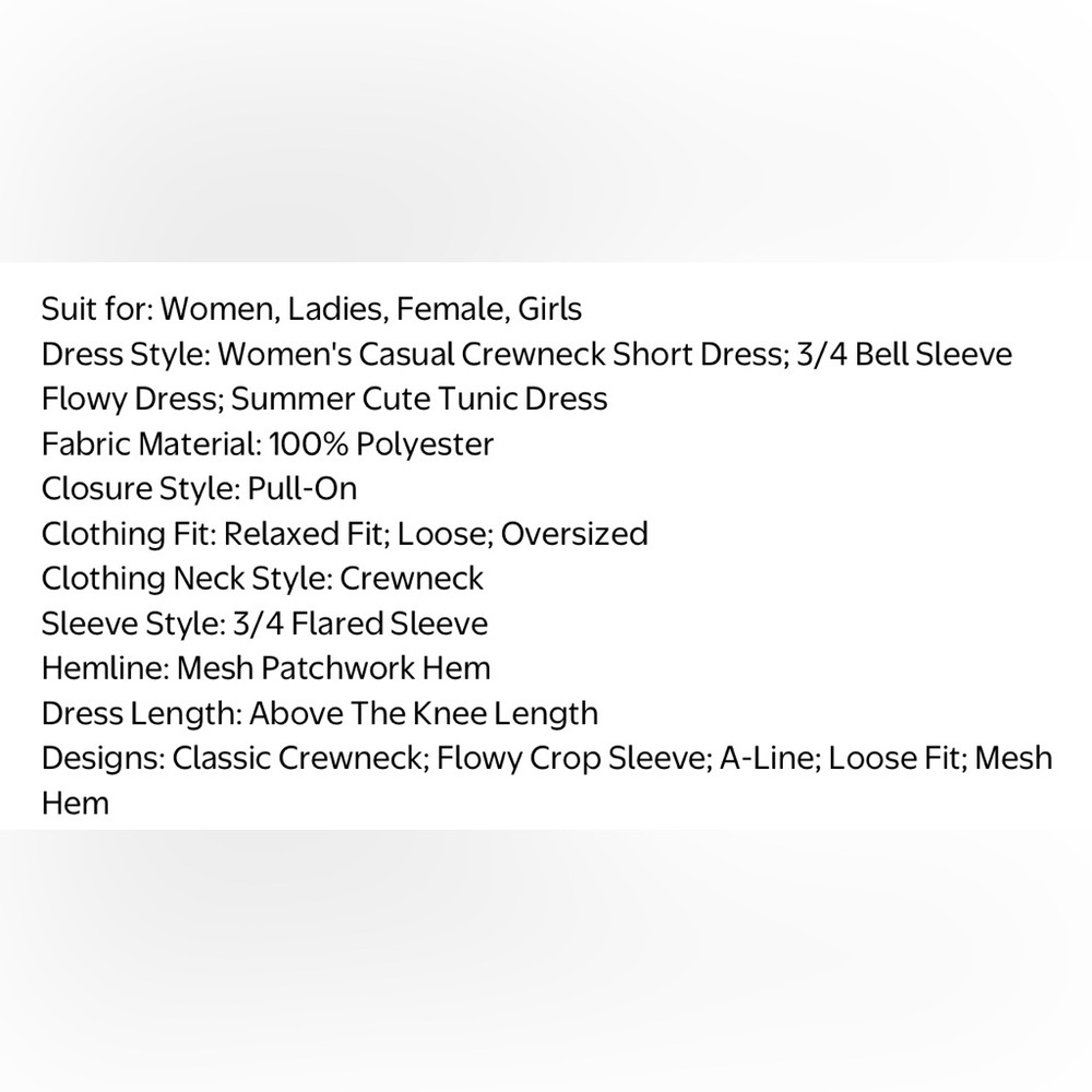 Women's Casual Knee Length Crewneck Mesh Panel Loose Dress in Desert Dust - Picture 8 of 9